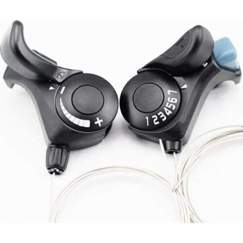1 Pair Bicycle 3x7 Speed Shift Levers Thumb Gear Shifters for Road Folding Bike Speed Bicycle Parts