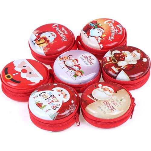 1 Pcs Christmas Gift Decoration Mini Tin Box Sealed Jar Storage Cans Christmas Xmas Coin Earrings Headphones Candy Gift Box