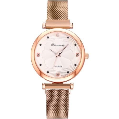 Fashion 1pcs Women Watches Luxury Magnet Buckle Flower Rhinestone Watch Ladies Quartz Wrist Watch Bracelet Reloj Mujer