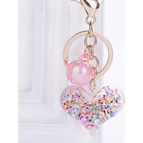 10pcs/lot Wholesale Fashion Sequins Star Heart Keychain For Women Pendant Transparent Key Chain Car Bag Keychain Gift