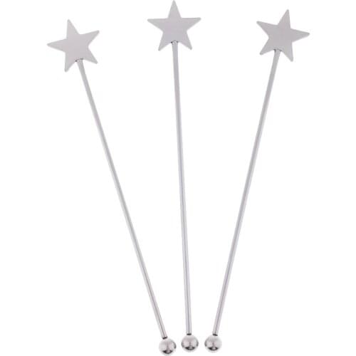 15.5cm Star Stainless Steel Bar Swizzle Stick Cocktail Picks Coffee Stirrers