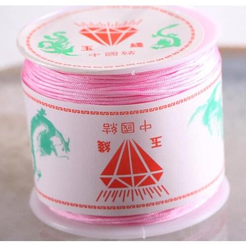 2Rolls 0.6MM Beading Nylon Cord for DIY Bracelet Jewelry Findings Making Necklace Chinese Knot Macrame Pink Line 50M/Roll N034