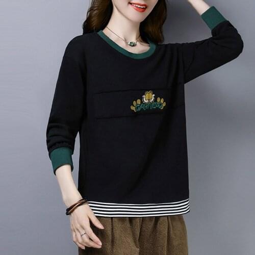 2019 New Spring Sweatshirts Womens Loose Large Size Long-sleeved Female Korean Version Patch Casual Bottoming Hoodies coat