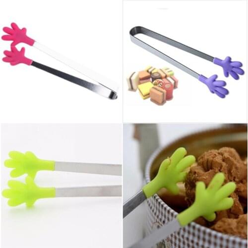 4PCS Small Food Tongs Silicone Salad Tongs Kitchen Tongs Cooking BBQ Tongs Cute Palm Shape Tongs BBQ Tongs Clip BBQ Tool