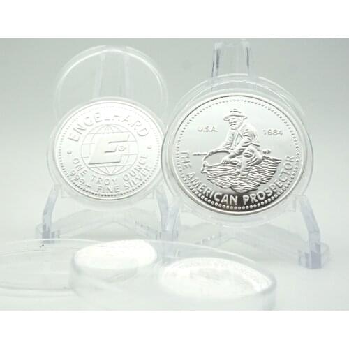 5pcs/lot 1984 American Engelhard Prospector Coin Non Magnetic Brass Metal Plated Pure Silver Souvebir Gifts