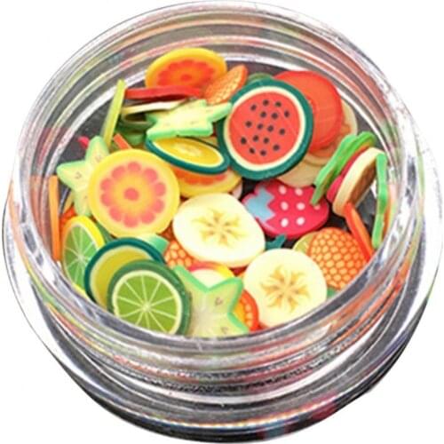 50% Hot Sale Polymer Clay 3D Nail Art Fruit Slice Flower Petal Love Heart DIY Decoration