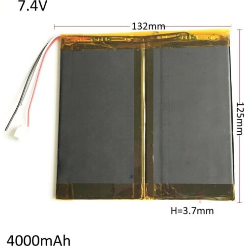 7.4V 4000mAh combine Polymer Lithium Li-Po Rechargeable Battery 37132125 power For PAD DVD Power bank Tablet PC 3.7*132*125mm