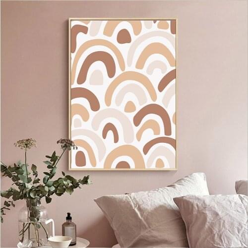 Abstract Rainbow Canvas Painting Boho Poster Brown Arches Repeating Rainbows Art Prints Nordic Wall Art Picture Home Decoration