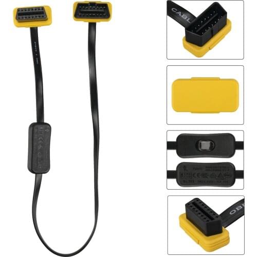 AUTOOL 60CM With Switch Type Adapter Connector OBD2 Extension Cable ELM327 Extension Cable 16 Pin