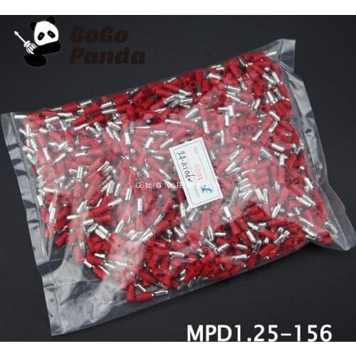 Free Shipping 500pcs/1000pcs MPD(1.25 2 5.5)-156 Pre-insulating Bullet Male Terminal Brass 10A/15A/24A