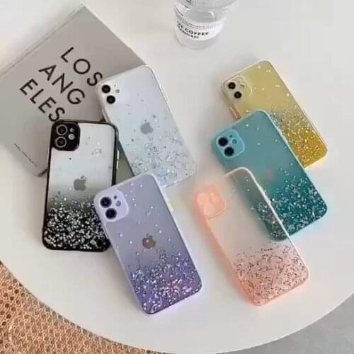 For iPhone 11 12 Mini Glitter Case, 2020 Bling Sparkle Sequin Star TPU 2 in 1 Phone Case For iPhone 11 12 Pro Max Clear Star