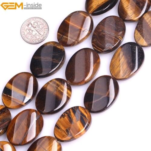Gem-inside Natural Twist Oval Yellow Tiger Eyes Stone Beads For Jewelry Making Beads 15" DIY Jewellery Christmas Gift