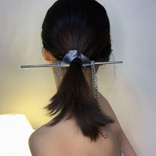 2021 new Japanese tassel chain retro hairpin bow snake chain glitter zircon flower fashion antique headdress hair accessories