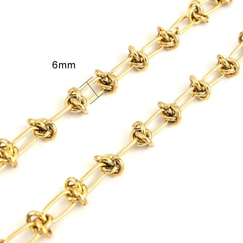 Sell in Meter No Clasp For Women Men Stainless Steel Knot Chain Thick Heavy Gold Color Metal Chains Fashion Punk Jewelry