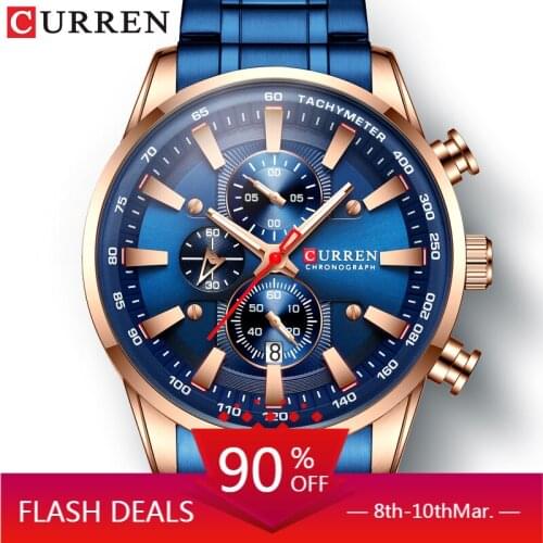 CURREN 2020 Navy Chronograph Quartz Mens Watch Stainless Steel Wristwatch Clock Male Luminous Fashion Watch Relogio Masculino