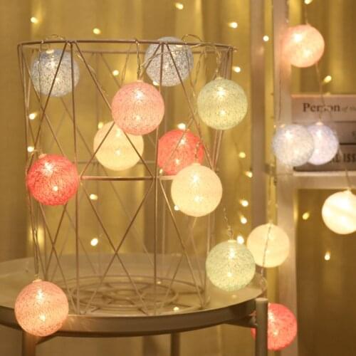 Colorful Cotton Ball LED Light String Home Hanging Decoration Wedding Christmas Party Ornament Kids Gift Room Adornment Lights