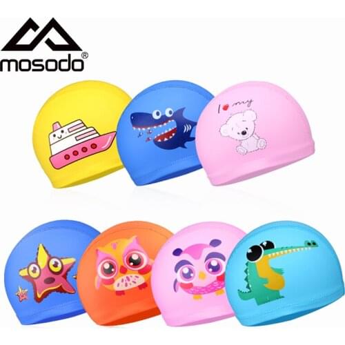 Mosodo Kids Swimming Cap Boys Girls Cartoon Elastic Swim Caps Child Children Swimming Pool Diving Hat Youth Swimwear