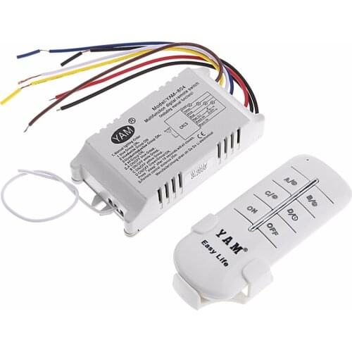 YAM 1 PC 4 Way ON/OFF 220V Wireless Receiver Lamp Light Remote Control Switch 12V 23A #1A30539