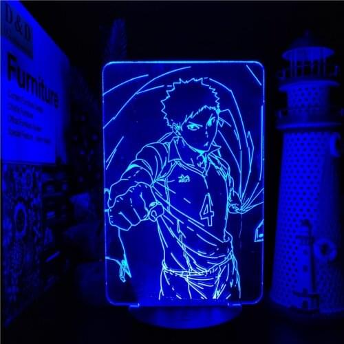 Haikyuu Hajime Iwaizumi 3D Visual Lamp Anime Rgb Colorful Led Night Light Acrylic Neon 3D Lamp for Bedroom Decor Cool Manga Gift