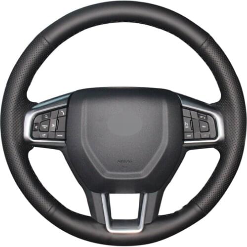 Soft Car Steering Wheel Cover Black Genuine Leather Car Steering Wheel Covers For Land Rover Discovery Sport 2015-2017