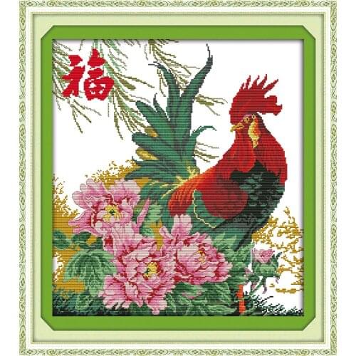 The blessing cock cross stitch kit flower DMC color 14ct 11ct count print canvas stitches embroidery DIY handmade needlework