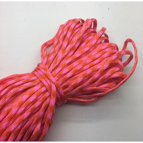 10Yards/Lot Mix color Paracord Bracelets Rope 7 Strand Parachute Cord CAMPING HiKING Orange+Pink