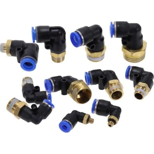 Pneumatic Fittings PL" Hose OD 4 6 8 10 12 14 16 mm - 1/8'' 1/4'' 3/8'' 1/2'' BSP Male Thread Pneumatic Tube Elbow Connector