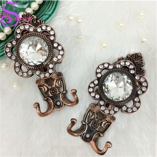 Luxury Flower Rhinestones Curtain Tie Back Holders Plum blossom Alloy crystal Tieback Wall Hat Bag Hooks Hanger Home Decor