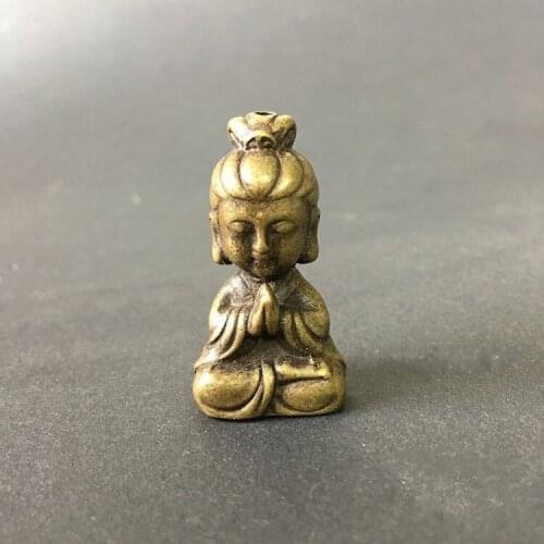 Collectable Chinese Brass Carved Gaun Yin Kwan-Yin Bodhisattva Exquisite Small Statue