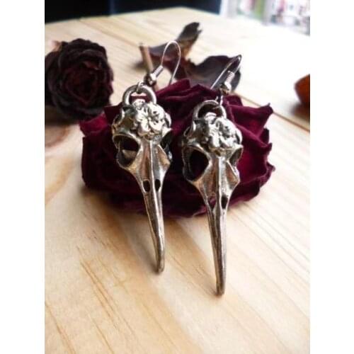Bird Skull Earrings, Gothic Jewelry, Gifts for Her, for Him, Goth Earrings, Punk Earrings, Bird Earrings