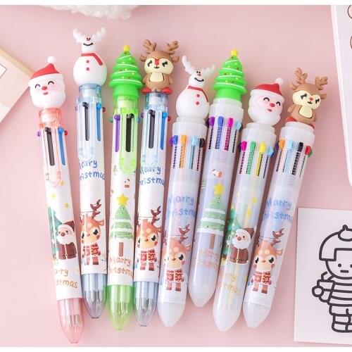 6/10 Colors Cute Christmas Ballpoint Pen Cartoon 0.5MM Ball Pen Office School Writing Supplies Novelty Pen Stationery