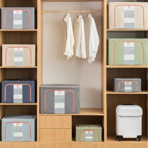 Folding Clothes Storage Box Underwear Quilt Blanket Bag Large Capacity Clear Window Toys Sundries Wardrobe Organizer Accessories