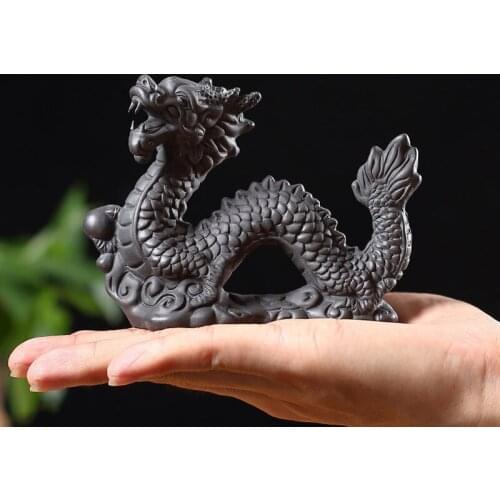 Handmade Statue Natural Purple Clay Tea Pet Dragon Statues Chinese Kung Fu Teaware Accessories Yixing Decoration Crafts As Gift