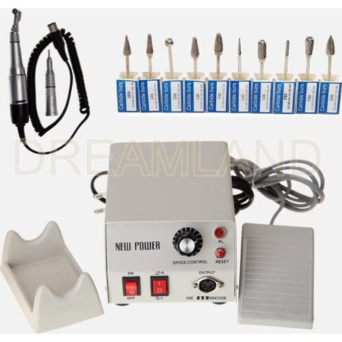 Dental Micromotor Polishing N2 Marathon Unit + 35K RPM Electric Motor + Contra/Straight Handpiece + 10Pcs HP 2.35 mm Burs