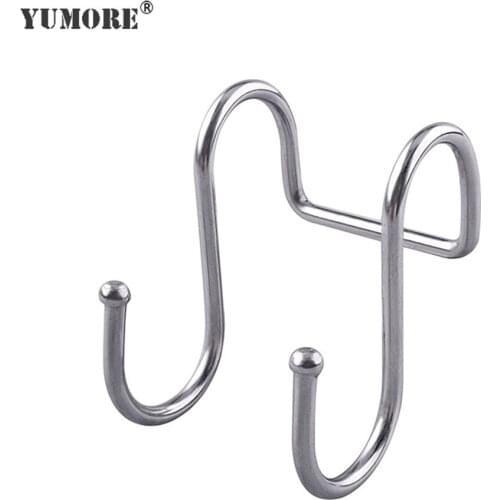 YUMORE 5pcs/lot Stainless Steel Double S Hooks Cloth Hangers Hook Key Coat Bag Hat Hanger Robe Hanging Hooks Kitchen Organizer
