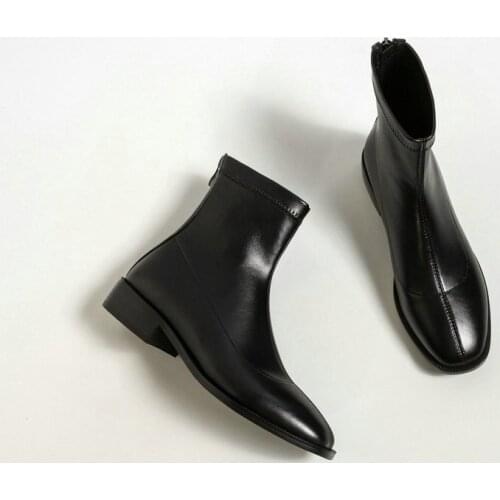 2021 Shoes Woman Boots Womens Chunky-Heel Autumn Winter Ankle Boots Mid-Heel Martin Boots Square Head Stretch