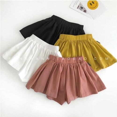1 2 3 4 5 Years Girls Shorts Summer 2019 Solid Casual Loose Culottes Kids Pants Fashion Korean Elastic Waist Baby Girls Short