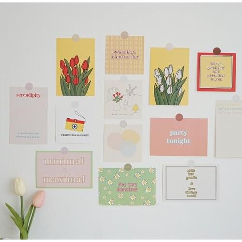 13 Sheets Tulip Flower Series Decorative Card Set Korean DIY Wall Bedroom Diary Postcard Sticker Cute Photo Props Background