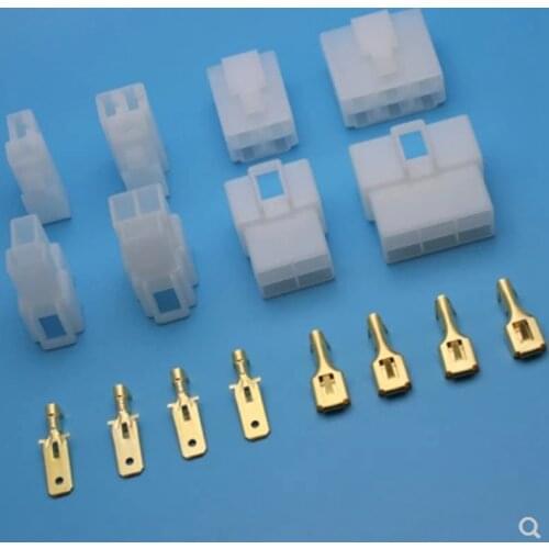 2 sets DJ7021-6.3 quick connect auto connector motorized electric 2p3p4p6pins plug 12A300V 9.0mm space pitch
