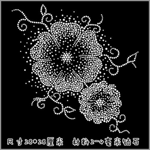 2pc/lot Big flower rhinestone hot fix rhinestone iron on transfers designs patches for bag shoes