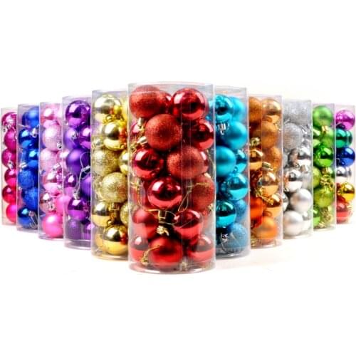 24pcs/lot Christmas Tree Decorations 4cm Colorful Balls Hanging Ornament for Xmas Party