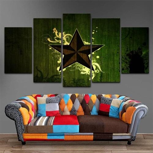 HD Canvas Printed 5 Piece Wall Art Green Pentagon Home Decor Poster Picture For Living Room YK-594