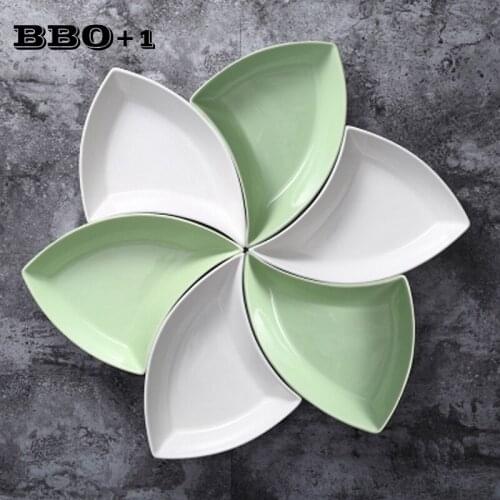 6pcs Creative Handcraft Ceramic Platter Dinnerware Serving Plates Dish Porcelain Platter Home Fruit Snack Food Container Kitchen