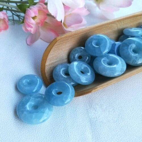 Aquamarine blue 22-28mm for DIY jewelry making loose beads FPPJ wholesale beads nature gemstone peace buckle