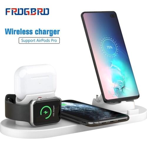 10W Qi Wireless Charger Dock For iPhone 11 Pro XS Max XR 6 in 1 Fast Charging Stand Station For Apple Watch 2 3 4 5 AirPods Pro