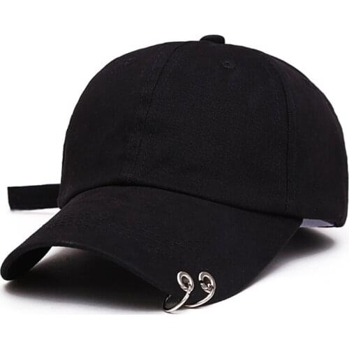 Unisex Mens Womens Solid Color Adjustable Baseball Cap Metal Rings Plain Hat New 28GD