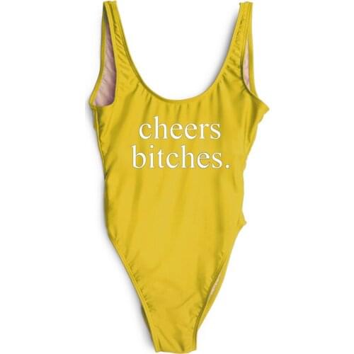 BODYSUIT WOMEN GIRLS FASHION ONE PIECE Cheers Bitches SWIMWEAR bodysuits bathing suit Jumpsuits Rompers BEACHWEAR