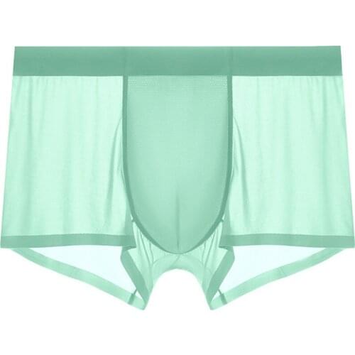 Man Ice Silk Boxers Seamless Brief Mens Quick-Dry Underwear Transpsarent Boxershort Breathable Loose Panties Man Pouch Underpant