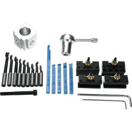Post Holder Aluminum Alloy Quick Change Tool Post Mini Lathe Tool Post and Holder Kit Accessary Adjusting Screw Nut and Tool