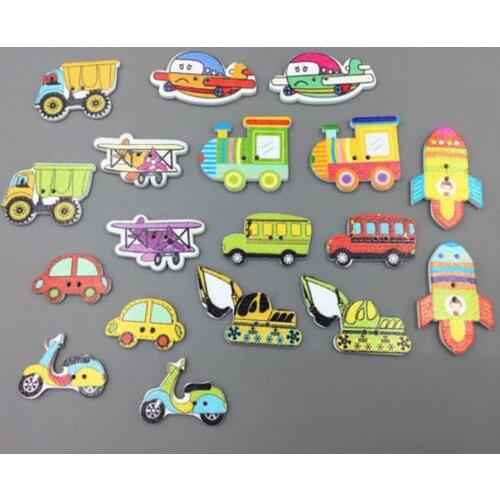 DIY 100PCS Motorcycle car aircraft Wooden Button Sewing Scrapbooking transport tool Decoration